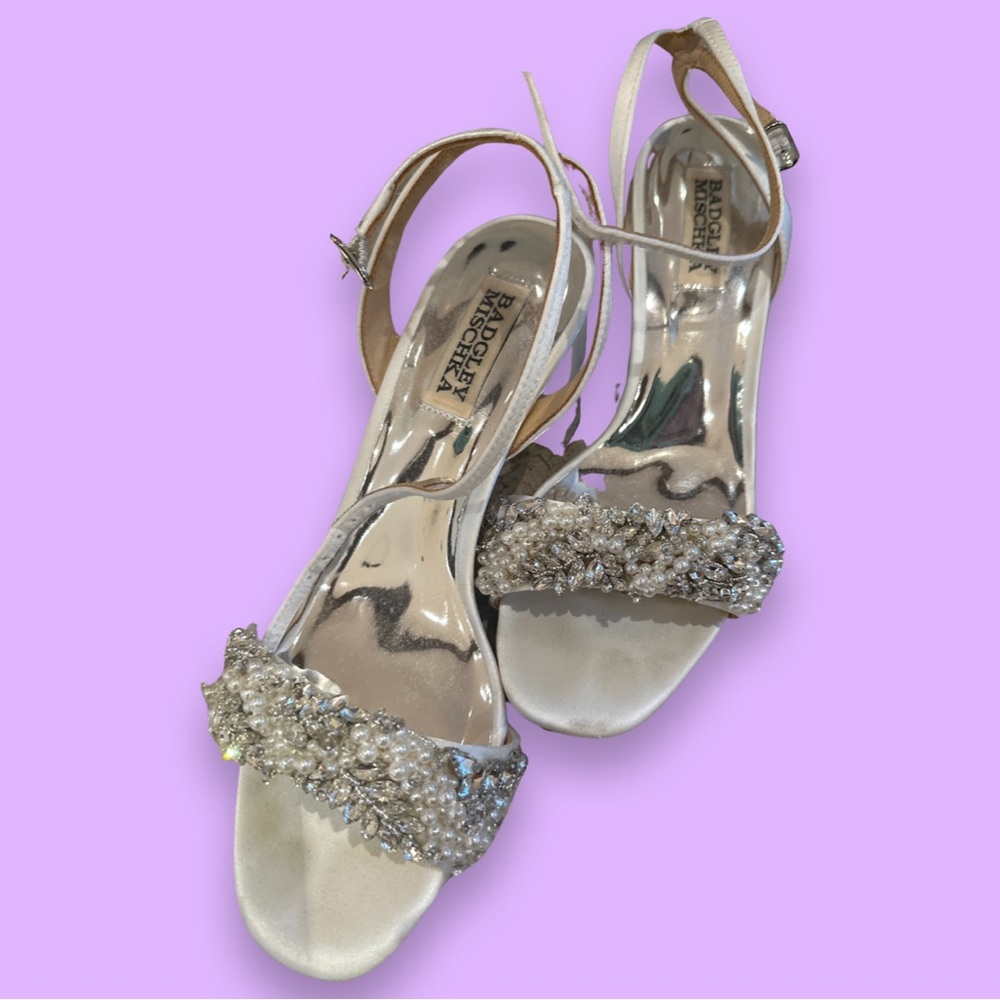 Mischka Badgley Satin White Wedding Shoes